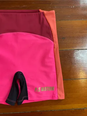 P.E Nation Flyaway Colorblock Bike Shorts Knockout Pink Sz S 💛🎀 thumbnail 3