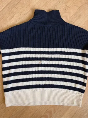 Emerson Fry CAROLYN FUNNEL NECK SWEATER - NAVY COLORBLOCK STRIPE ORGANIC sz S thumbnail 10