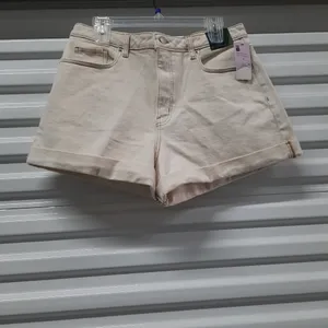 Wild Fable Shorts Women's Size 12 Beige High Waist Cuffed Casual Summer Denim thumbnail 4