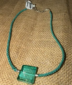 NEW‎ Free People Choker Teal Glass Bohemian Necklace Layering Sunshine Express thumbnail 1