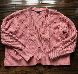 Forever 21 Pink Cable Cardigan thumbnail 1