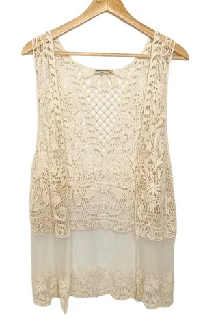 Vivid Collection Of Ny Crochet Open Face Vest Size M thumbnail 1