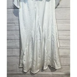 Lulus Eternal Bond White Satin Ruffled Flutter Sleeve Maxi Dress Size MEDIUM thumbnail 6