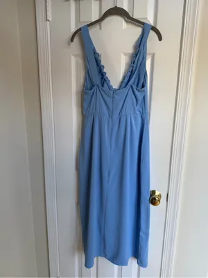 Abercrombie Cinched Neck Slip Midi Dress Blue M Petite thumbnail 3