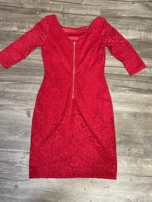 Laundry by Shelli Segal Red Floral Lace Sheath Cocktail Dress Size 4 thumbnail 4