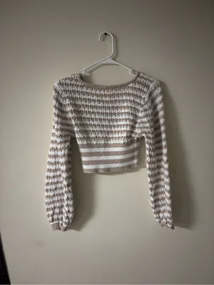 Altar’d State Striped Cropped Knit Sweater Size Small Cottagecore Boho thumbnail 2