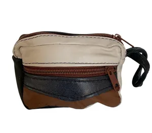 Patchwork Mexican Leather Coin Purse / Monedero de Piel Mexicana Patchwork Black thumbnail 1