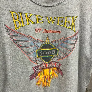 Vintage Y2K 2002 Daytona Beach Eagle Flame Biker Graphic T-Shirt Large L Harley thumbnail 2
