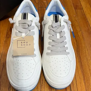 ShuShop White and Blue Women's Sneakers Size 8.5 thumbnail 3