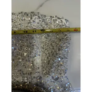 Lulu’s White Silver Sequin Strapless Mini Dress Size Medium Bridal Disco Formal thumbnail 3