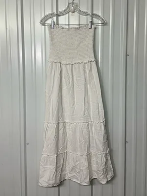 4Our Dreamers Ruffle Tier Linen Blend Midi Dress Cottagecore Romantic Boho Chic thumbnail 6