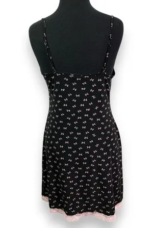 Apt. 9 Intimates Black and Pink Lace Bow Print Coquette Mini Slip Dress thumbnail 7