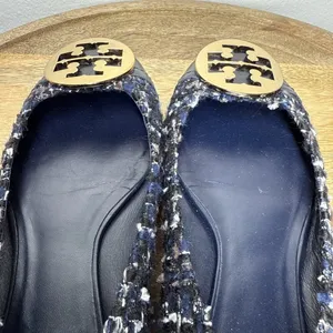 TORY BURCH Serena Reva Rare Navy White Boucle Tweed Ballet Flat Sz 8.5 $225‎ thumbnail 13