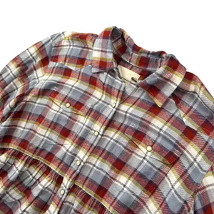 Lucky Brand Plaid Western Pearl Snap Peplum Shirt Red Blue Yellow Rodeo Festival thumbnail 2