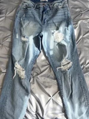 BKE Light Wash Distressed Straight Leg Jeans thumbnail 1