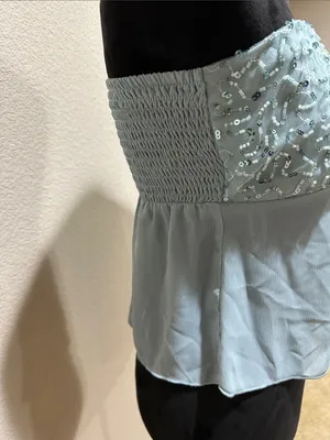 Edikted Light Blue Beaded Strapless Blouse thumbnail 3