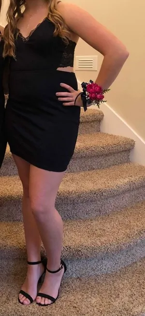 Lulus Navy blue dress with black lace thumbnail 1