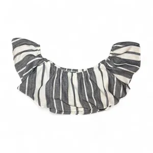 NEW MISA Los Angeles Lunna Grey White Vertical Stripe Crop Tube Top — MEDIUM thumbnail 4