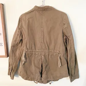 Banana Republic Size Small Ruffle-Front Military Jacket Olive Green‎ Full Zip thumbnail 4