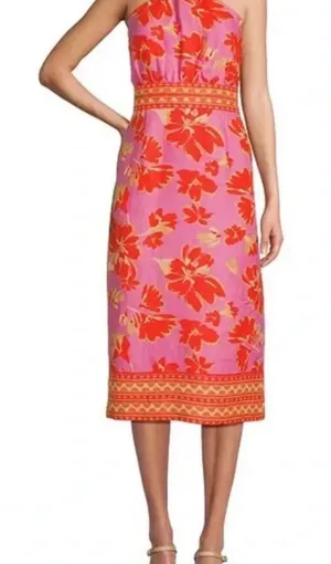 NWT Antonio Melani Dress Naomi Pink Orange Linen Halter Dress - 12 thumbnail 1