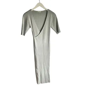 Coquette Baby Blue Knit Short‎ Sleeve Wrap Sweater Dress Bodycon sz Small Office thumbnail 2