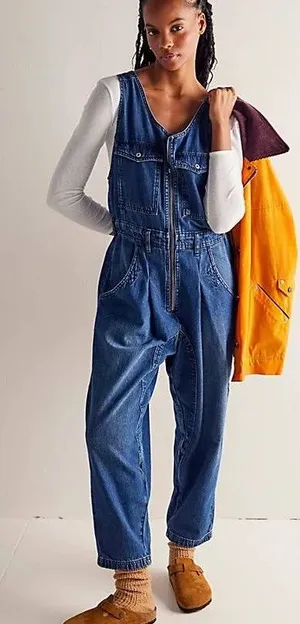 We The Free Women’s Cloud Nine Jumpsuit Denim Sleeveless Boho in Inky Indigo XL thumbnail 1