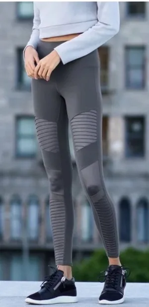 Alo Yoga Moto Full Length Airbrush Legging Gray Small Workout Activewear Running thumbnail 1