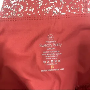 Sweaty Betty High Waist 7/8 Metallic Foil Splatter Leggings Red Silver M 393 thumbnail 7