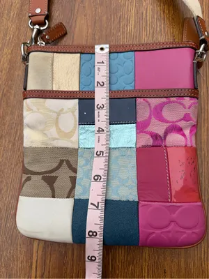 Coach Patchwork Crossbody Bag Multicolor Signature Canvas Leather Pink thumbnail 4