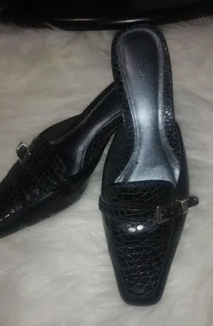 LifeStride 8M Classy Alligator Embossed Silver Buckle Mules Comfort Heels Shoe thumbnail 1