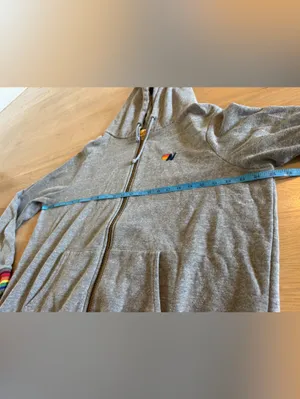 Aviator Nation Rainbow Rib Zip Hoodie Heather Grey size XXL thumbnail 6