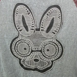 Almost Famous Bunny Graphic Raglan Tee –‎ Women’s Small Grey & Burgundy thumbnail 2