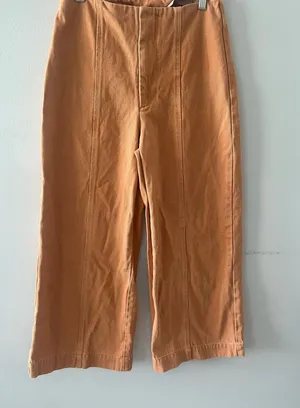 ASOS Pants Women's 26 Camel Wide Leg Crop Cotton Denim Fall Neutral Indie thumbnail 1
