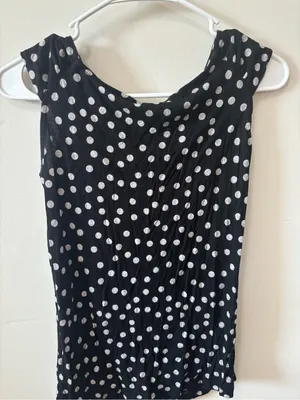 Kensie Black and White Polka Dot Tie-Front Top thumbnail 2