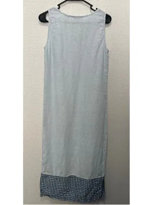 Orvis 100% Linen Blue Gingham Trim Lightweight Summer Midi Tank Dress thumbnail 5