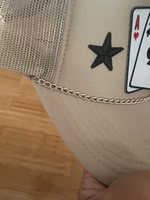 OTTO Aces Cards Stars Patches and Goldtone chain Beige Trucker SnapBack Cap Hat thumbnail 4