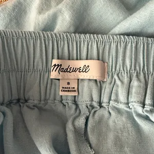 Madewell Pull-On Wide Straight Leg Crop Linen Pants‎ in Blue Heron Size 8 thumbnail 7