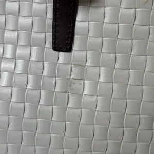 DOONEY & BOURKE Woven Leather Embossed Satchel Bag White Brown Trim Quiet Luxury thumbnail 15