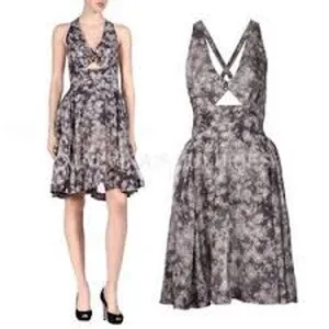 STELLA McCARTNEY Floral Cotton Silk Blend Sun Dress Gray FEMININE COMFY LUXURY thumbnail 2