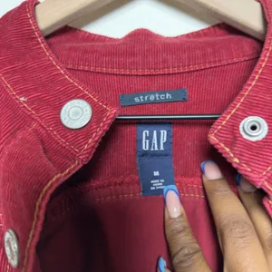 Gap Women Corduroy Jacket M‎ Red Vintage Fall '03 Stretch Button Front Trucker thumbnail 3