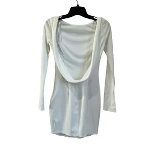 Katie May Glisten Ivory White‎ Open Back Long Sleeve Mini Dress XS Bridal Party thumbnail 4