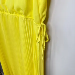Ulla Popken Yellow Pleated Chiffon Midi Dress Sleeveless Tie Waist Size 24‎ Plus thumbnail 3