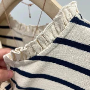 Sézane Gael Mariniere Striped Long Sleeve Top with Ruffles thumbnail 6