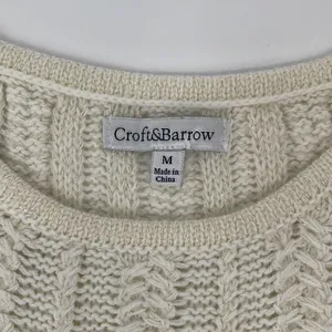 Croft &‎ Barrow Womens Pullover Sweater Long Sleeve Knit Acrylic Cream Medium thumbnail 4
