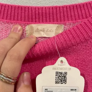 Alter’d State Pink Heart Sweater Size L NWT Cozy Valentine Cottagecore Knit thumbnail 3