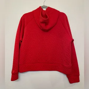 New Balance Women's Quilted Red Heat Cropped Hoodie Sweater Size‎ L thumbnail 4