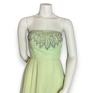 Vintage 50s Formal Dress Prom Strapless Pale Green Elegant‎ Hollywood Glamorous thumbnail 3