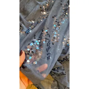 Pinup Fashion Blue Sequin Mesh Maxi Dress Plus Size 18W Flutter Sleeve V-Neck thumbnail 12
