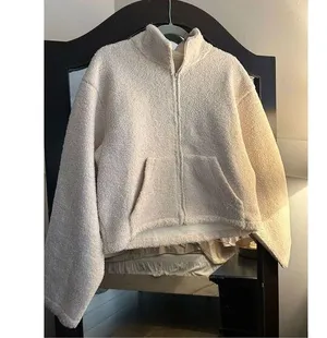 NEW Winter Long Sleeve Button Sherpa Crop Jacket L Size L thumbnail 1