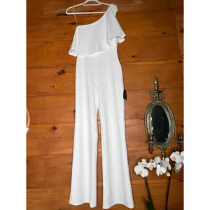 Lulus Flawless Vibes White One-Shoulder Tiered Wide-Leg Jumpsuit Classy Small thumbnail 2